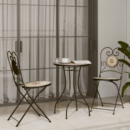 Bistrostoelen 2 st inklapbaar keramiek terracottakleurig en wit