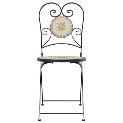 Bistrostoelen 2 st inklapbaar keramiek terracottakleurig en wit
