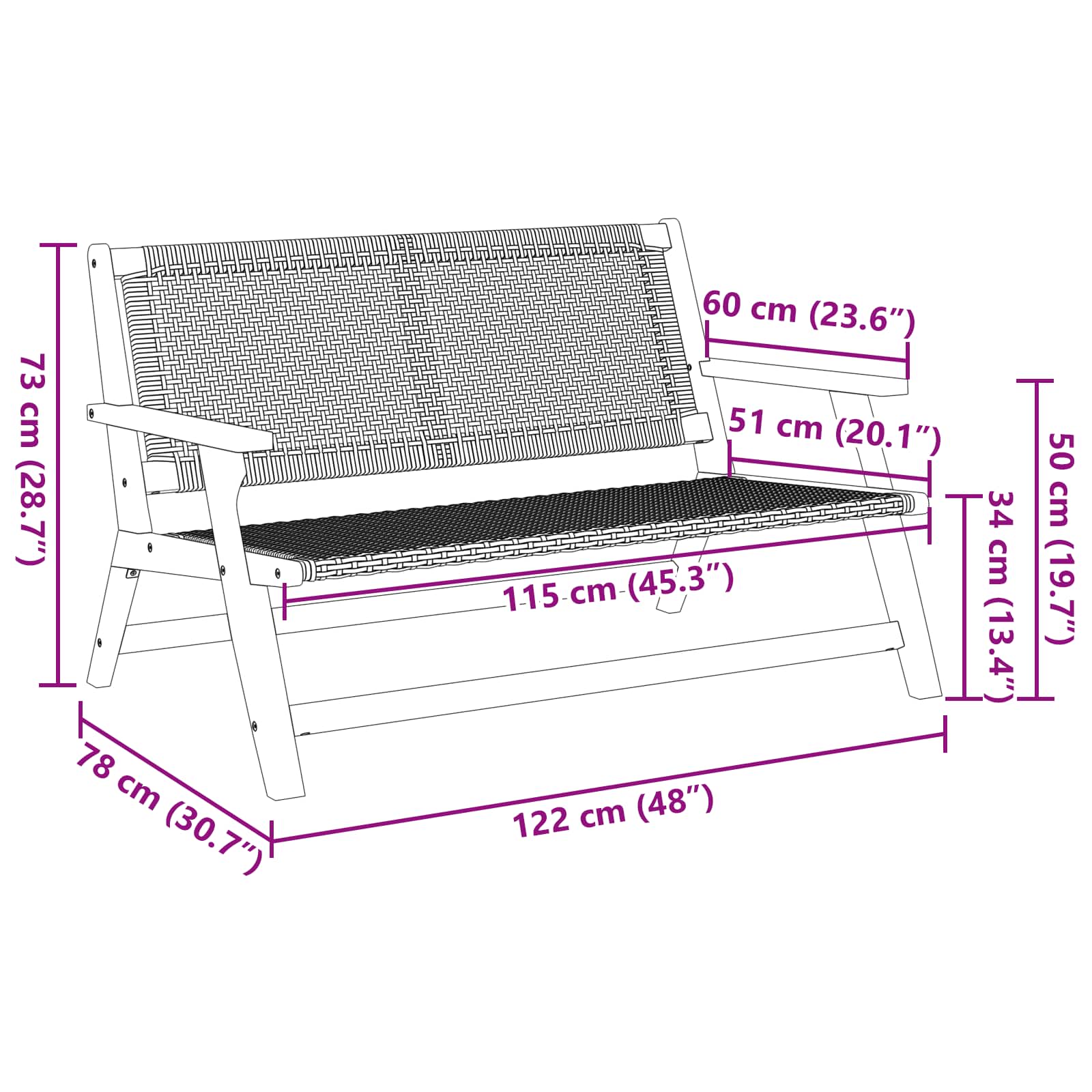 Tuinmeubelen 122 X 78 X 73 Cm Massief Acaciahout Grijs Bank