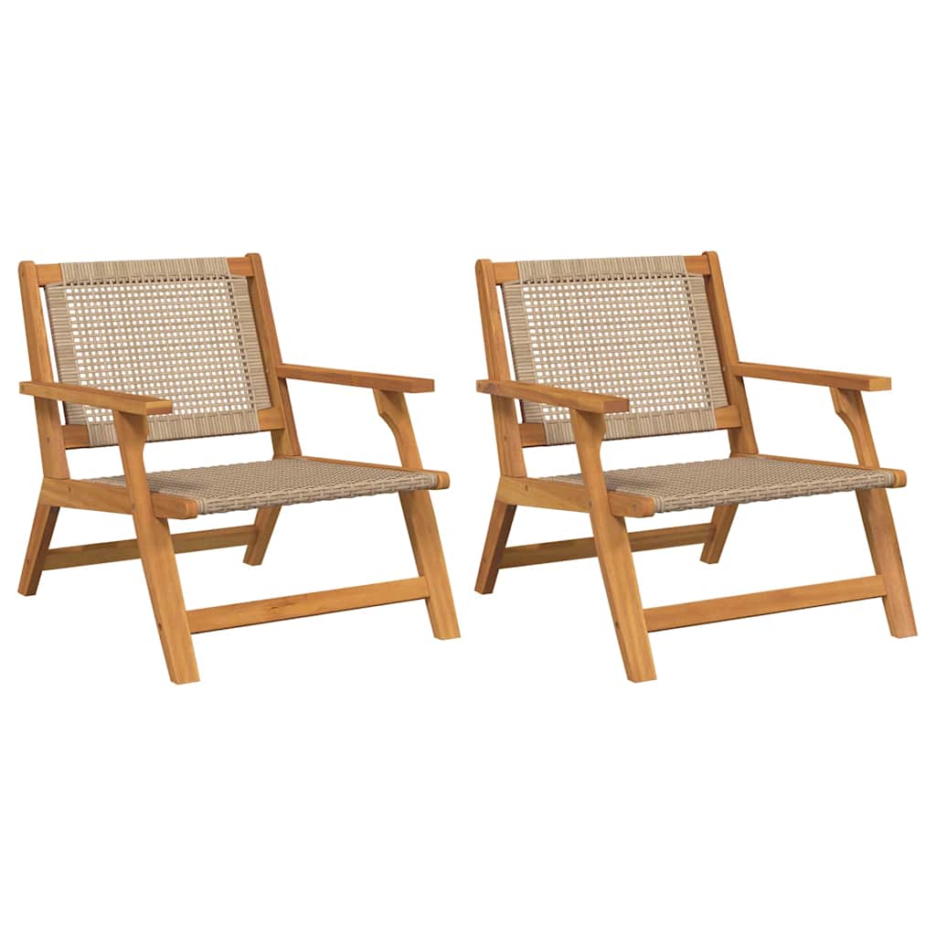 Tuinmeubelen 2 Pcs 67 X 78 X 73Cm Massief Acaciahout Beige