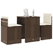 Bistroset poly rattan bruin 3-delig met kussens