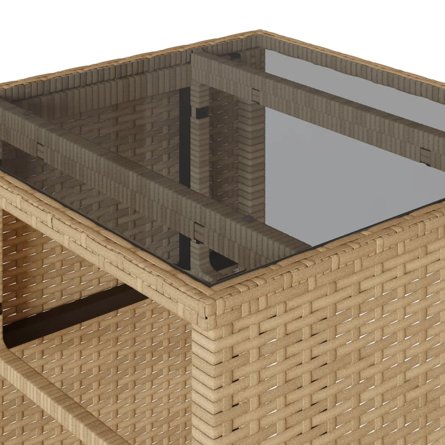 3-delige Bistroset met kussens poly rattan beige