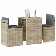 Bistroset 3-delig poly rattan lichtgrijs met kussens