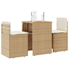 3-delige Bistroset met kussens poly rattan beige