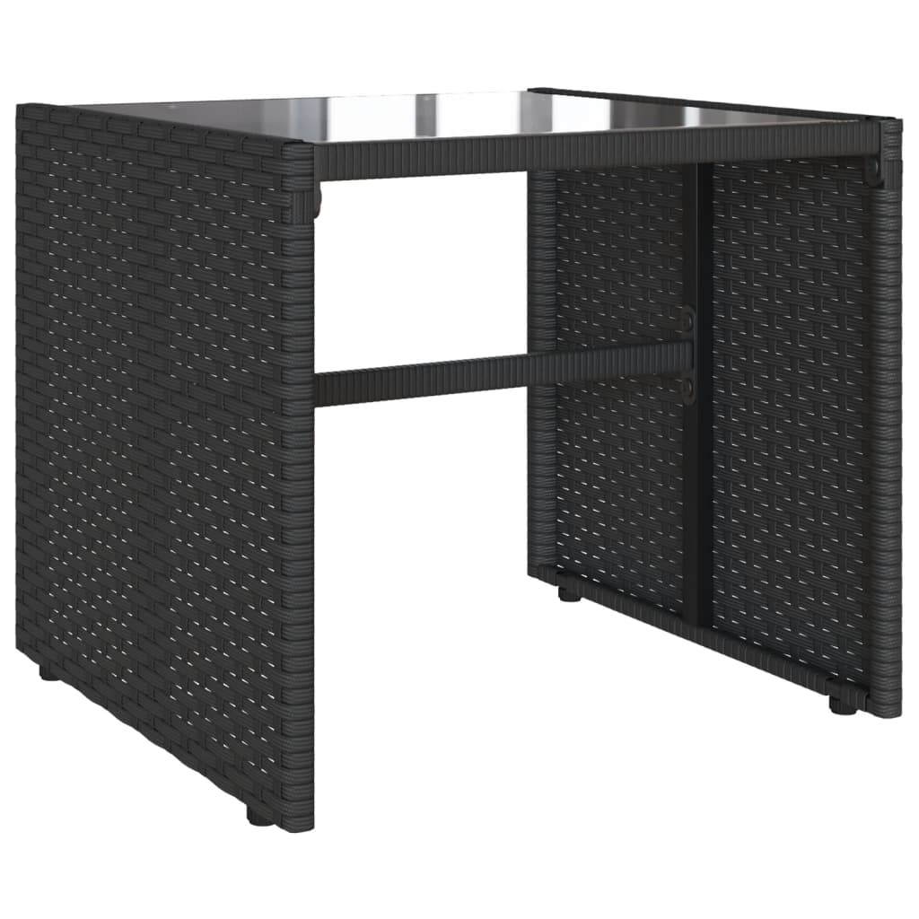4-delige Loungeset met kussens poly rattan zwart