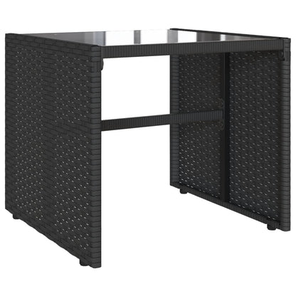 4-delige Loungeset met kussens poly rattan zwart