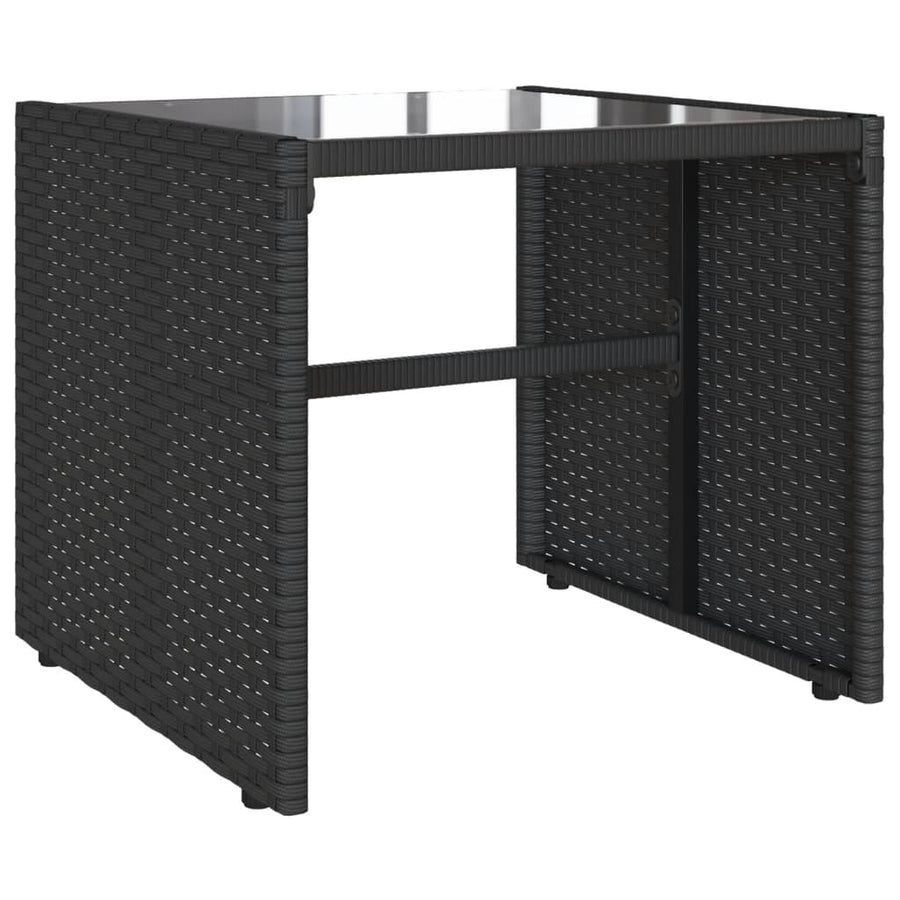 4-delige Loungeset met kussens poly rattan zwart