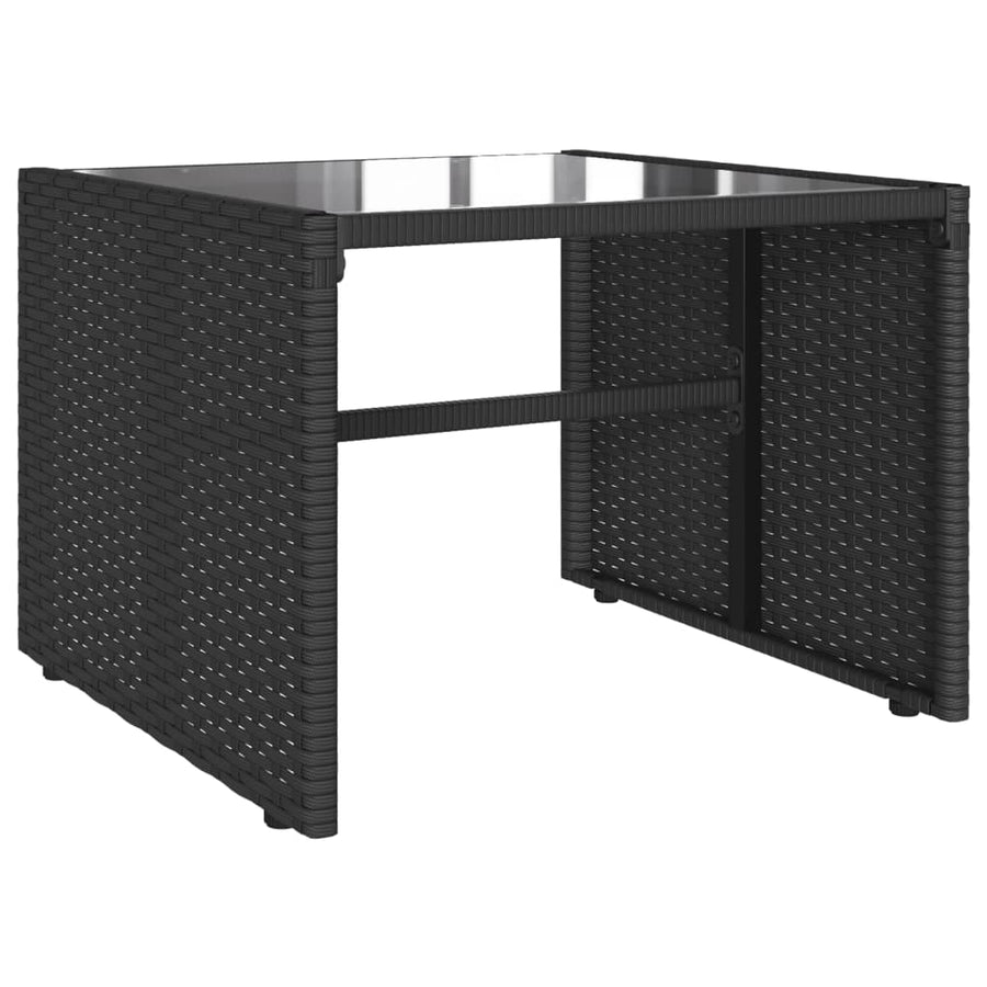 4-delige Loungeset met kussens poly rattan zwart