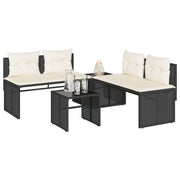 Loungeset 4-delig poly rattan zwart