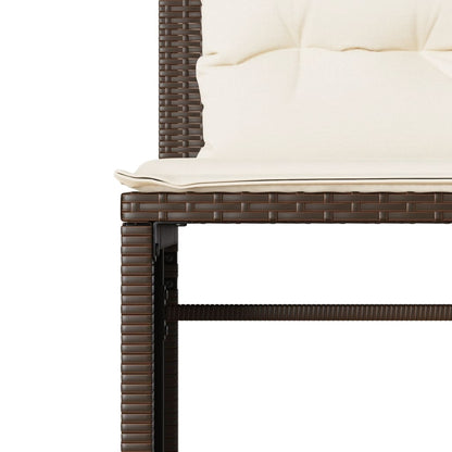 4-delige Loungeset met kussens poly rattan bruin
