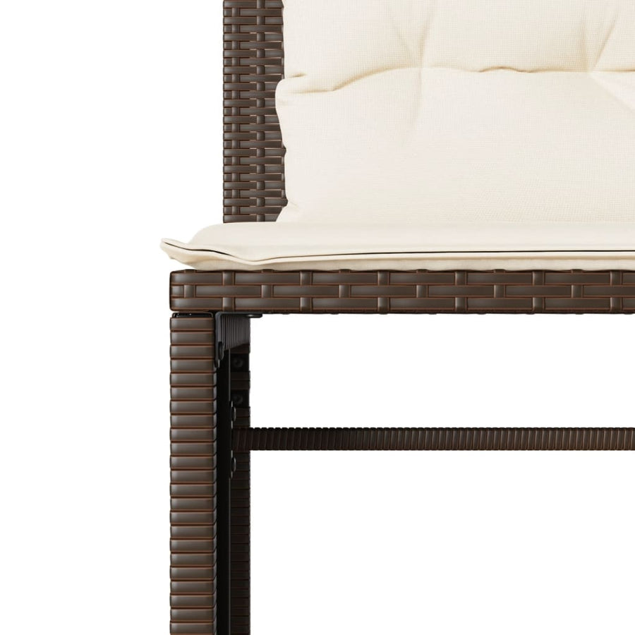 4-delige Loungeset met kussens poly rattan bruin