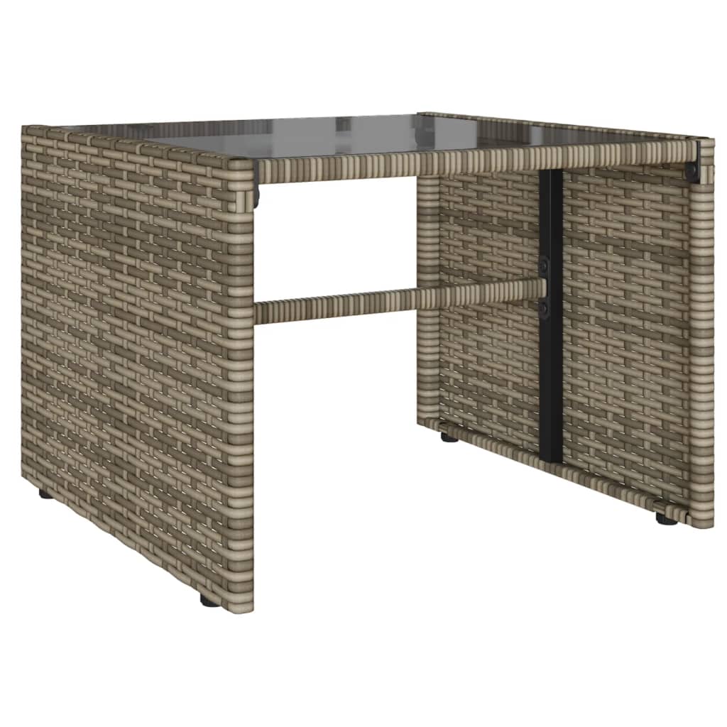4-delige Loungeset met kussens poly rattan grijs