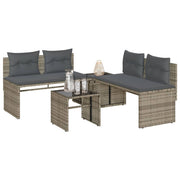 Loungeset poly rattan grijs 4-delig