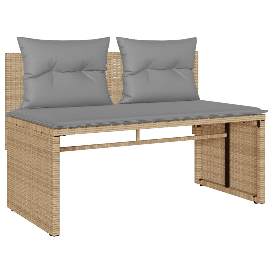 4-delige Loungeset met kussens poly rattan beige