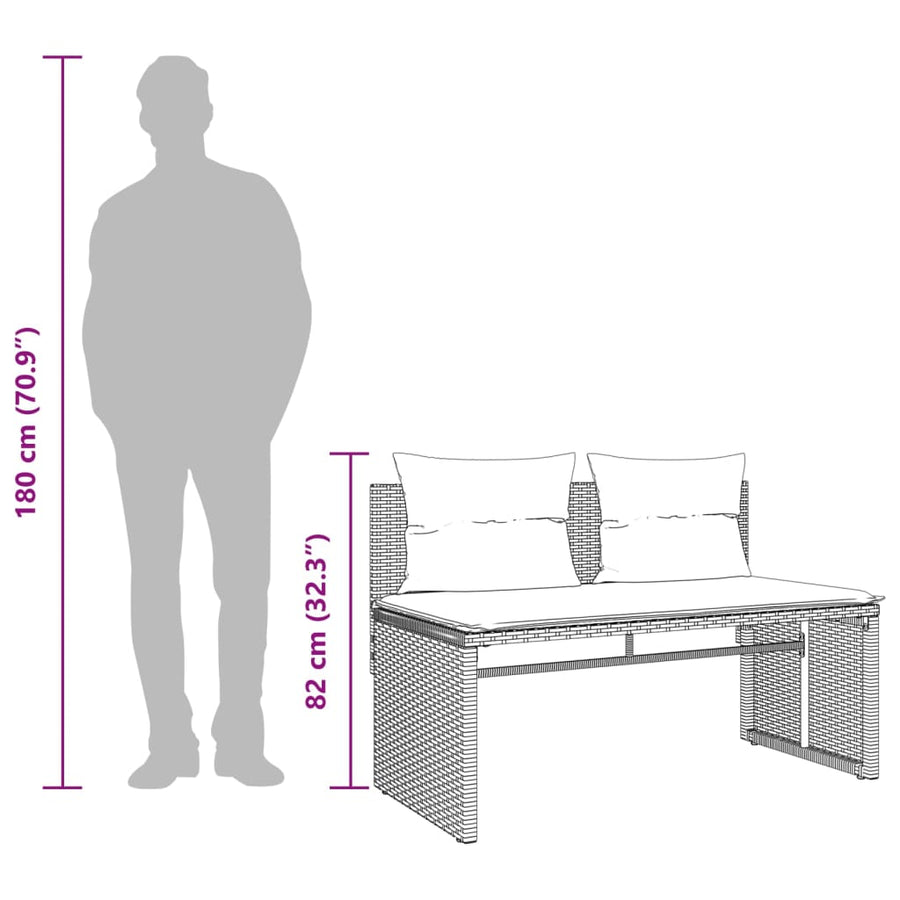 4-delige Loungeset met kussens poly rattan beige