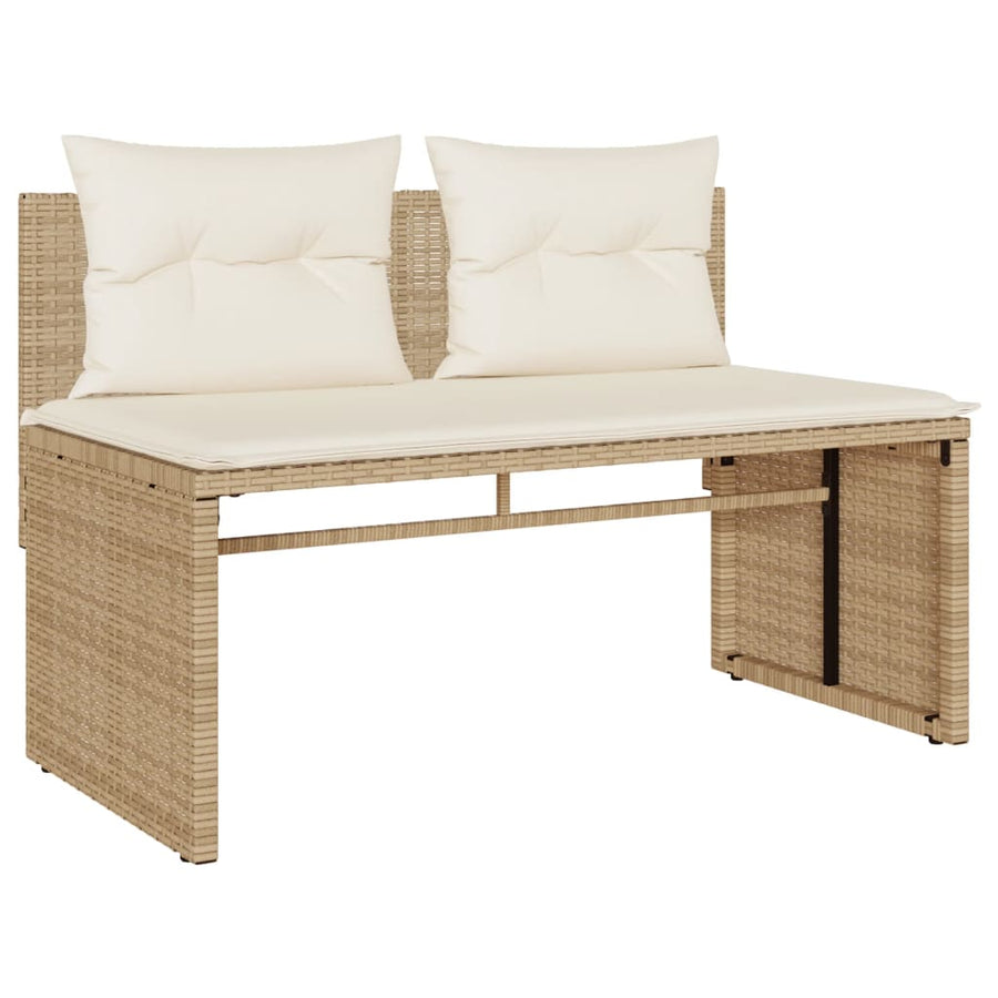 4-delige Loungeset met kussens poly rattan beige