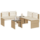 4-piece Lounge Set with Cushions Poly Rattan Beige