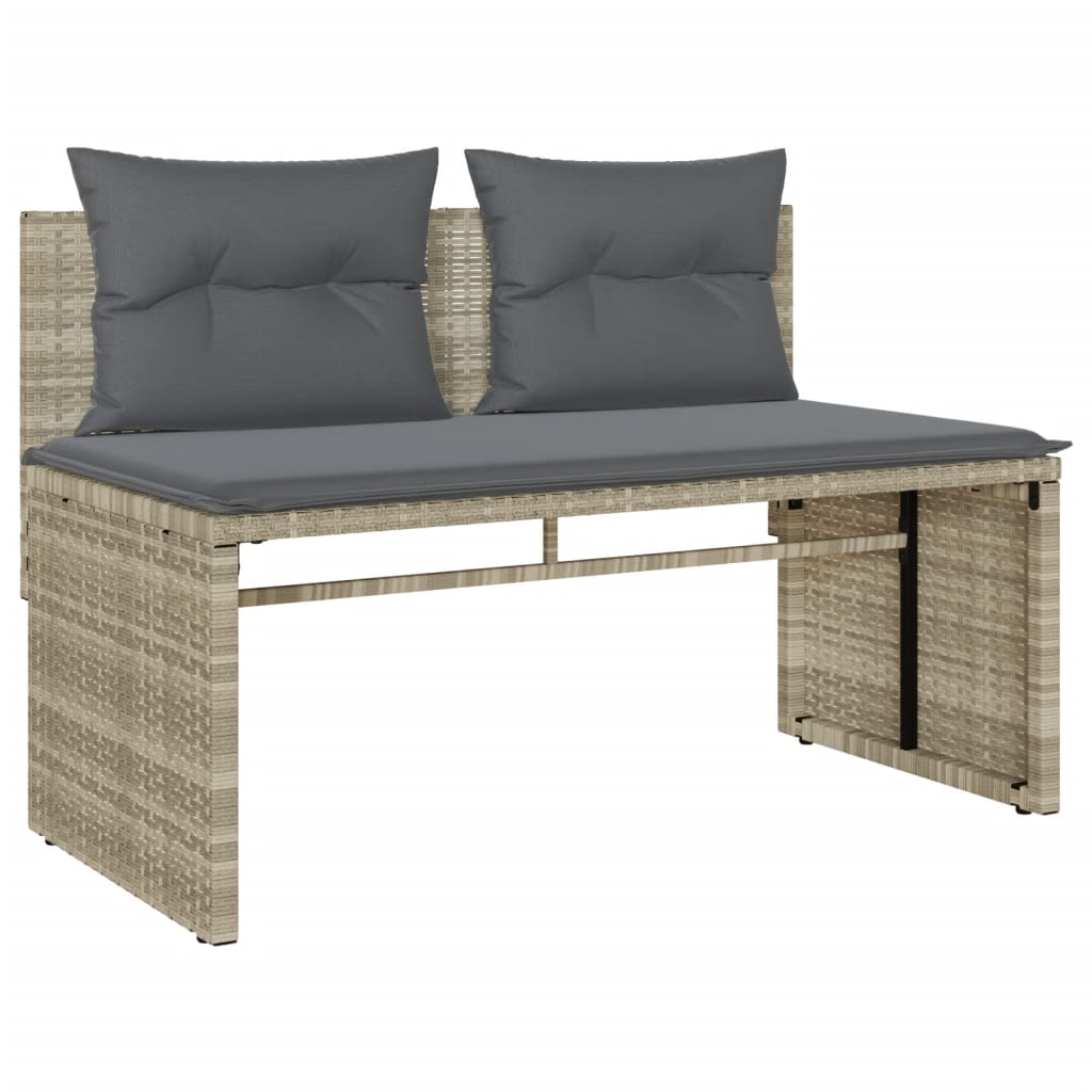 4-delige Loungeset met kussens poly rattan lichtgrijs