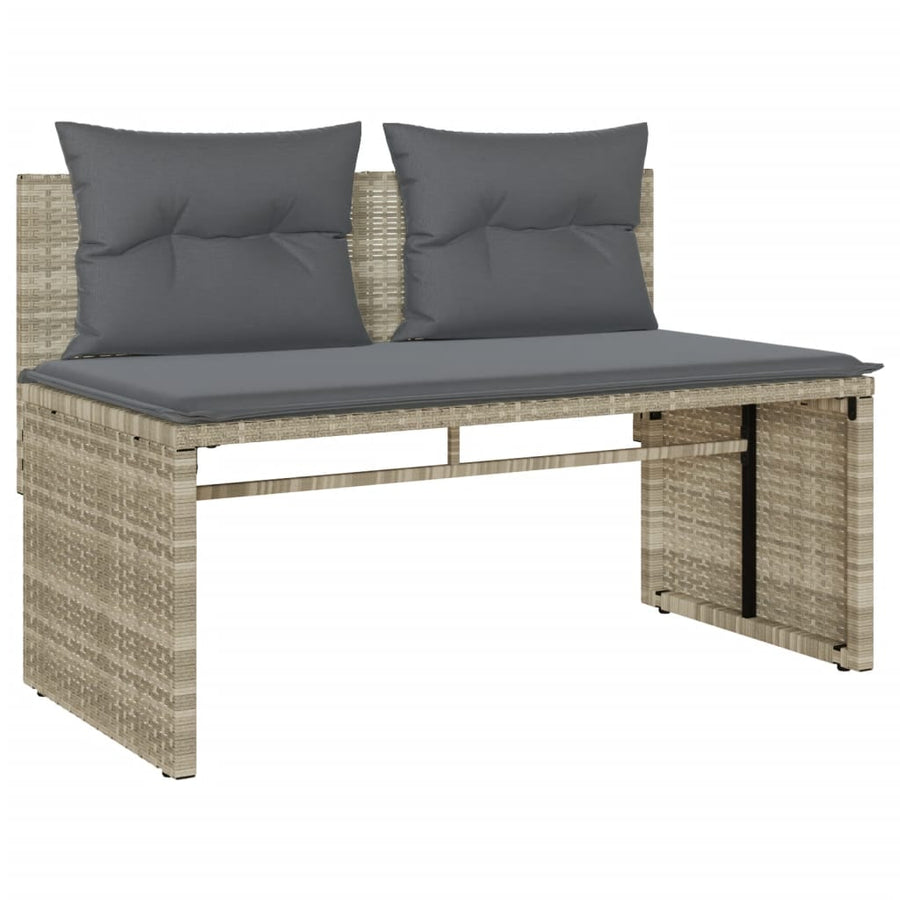 4-delige Loungeset met kussens poly rattan lichtgrijs