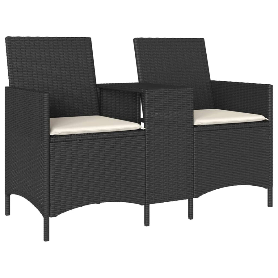 Tuinbank 2-Zits Met Tafel En Kussens Poly Rattan 1