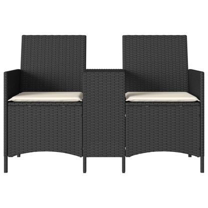 Tuinbank 2-Zits Met Tafel En Kussens Poly Rattan 1