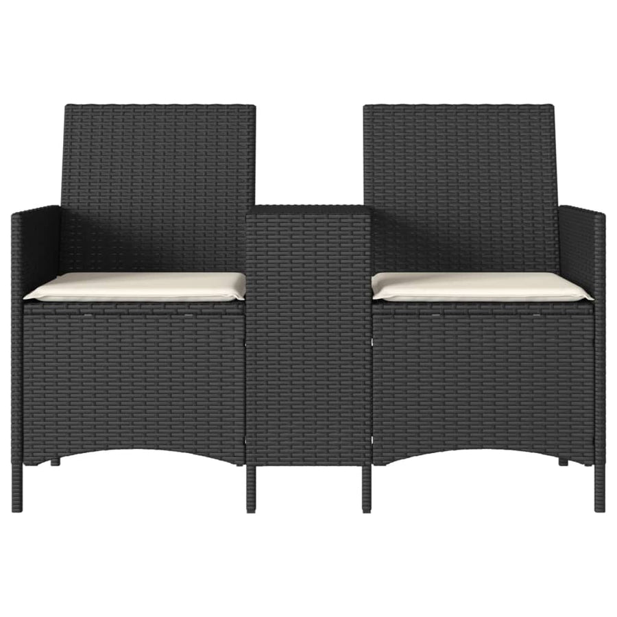 Tuinbank 2-Zits Met Tafel En Kussens Poly Rattan 1