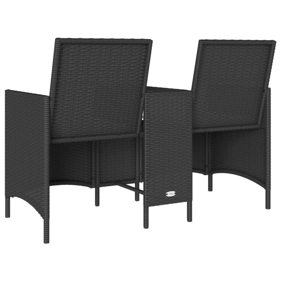 Tuinbank 2-Zits Met Tafel En Kussens Poly Rattan 1