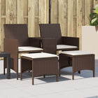 Tuinbank 2-zits poly rattan bruin met tafel en voetenbank