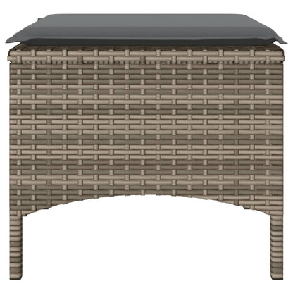 Tuinbank 2-zits met tafel en voetenbanken poly rattan grijs