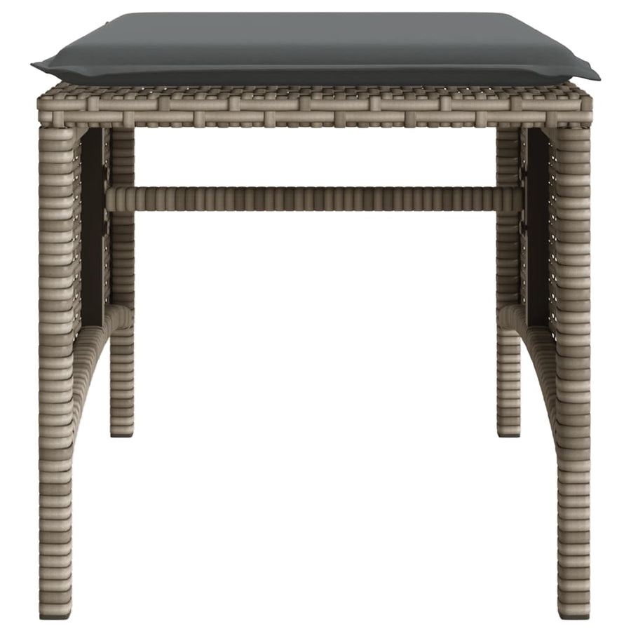 Tuinbank 2-zits met tafel en voetenbanken poly rattan grijs