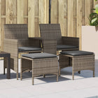 Tuinbank 2-zits poly rattan grijs met tafel en voetenbanken