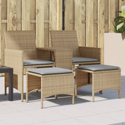 Tuinbank 2-zits poly rattan beige met tafel en voetenbanken