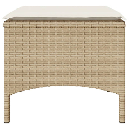 Tuinbank 2-zits met tafel en voetenbanken poly rattan beige