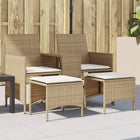 Tuinbank 2-zits poly rattan beige met tafel en voetenbanken
