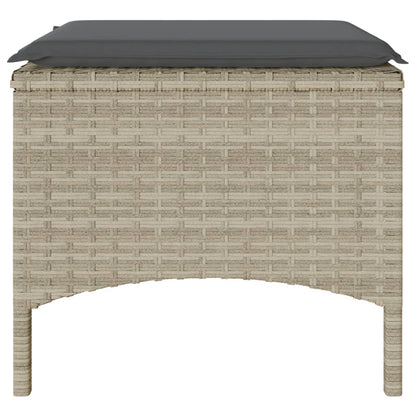 Tuinbank 2-zits tafel en voetenbanken poly rattan lichtgrijs