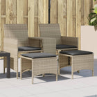 Tuinset poly rattan 2-zits bank tafel voetenbanken lichtgrijs