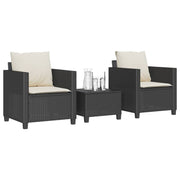 Bistroset 3-delig poly rattan zwart