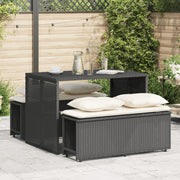 Tuinset 3-delig poly rattan zwart met kussens