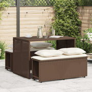Tuinset 3-delig poly rattan bruin met kussens