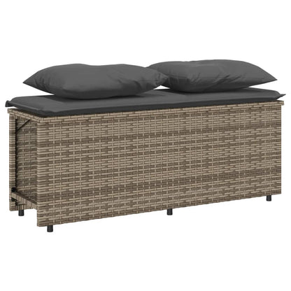 3-delige Tuinset met kussens poly rattan grijs