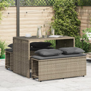 Tuinset poly rattan grijs 3-delig met kussens
