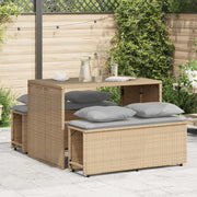 Tuinset 3-delig poly rattan beige met kussens