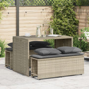 Tuinset 3-delig poly rattan lichtgrijs