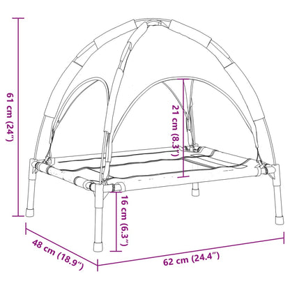 Hondenmand met luifel oxford stof en staal antracietkleurig