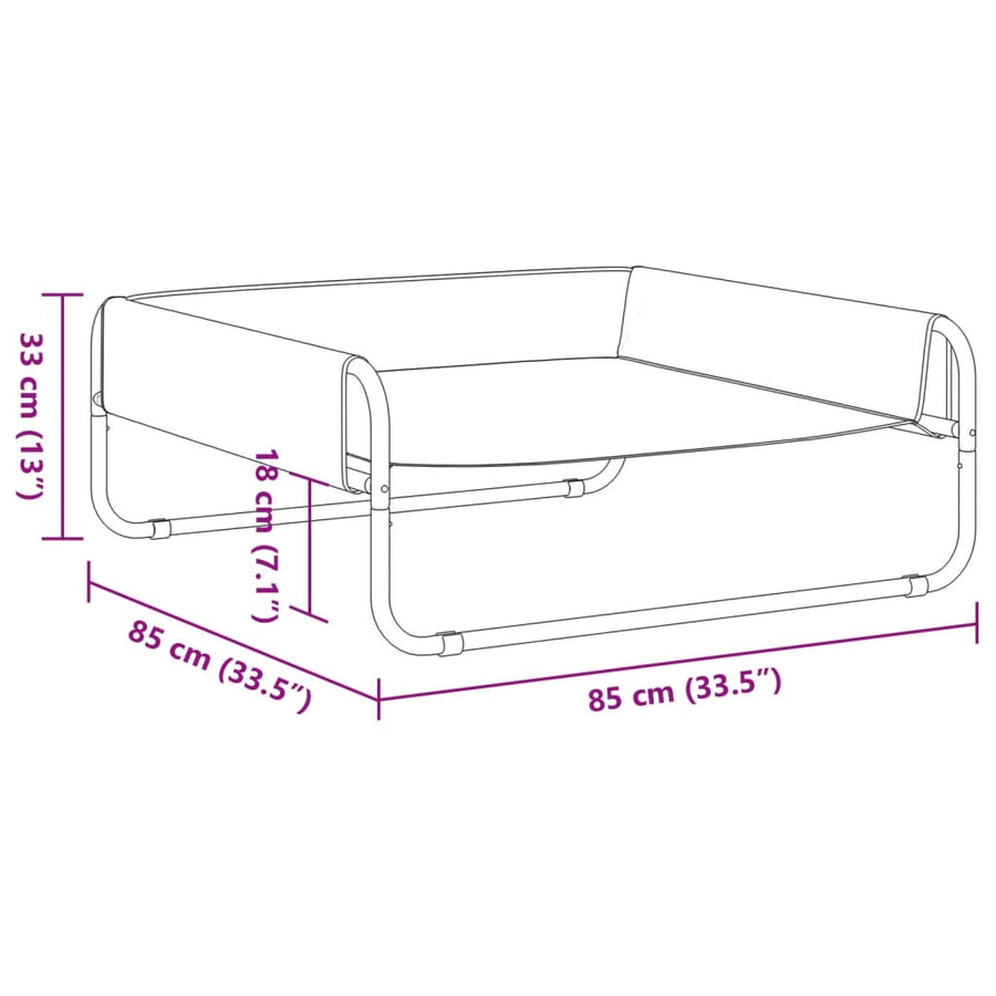 Hondenmand Verhoogd Oxford Stof En Staal Antracietkleurig 85 x 85 x 33 cm