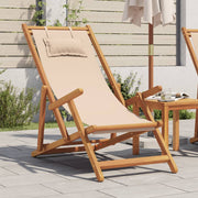 Strandstoel inklapbaar massief eucalyptushout beige