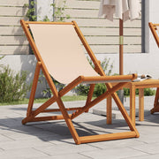 Strandstoel inklapbaar eucalyptushout stof beige
