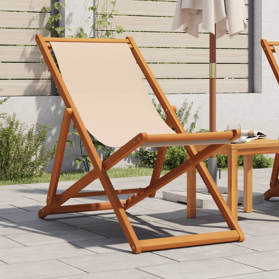 Strandstoel Inklapbaar Massief Eucalyptushout En Stof 1