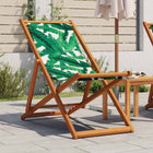 Folding beach chair leaf pattern eucalyptus wood and fabric