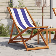 Strandstoel inklapbaar eucalyptushout blauw wit